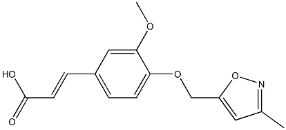 3-{3-methoxy-4-[(3-methyl-1,2-oxazol-5-yl)methoxy]phenyl}prop-2-enoic acid,,结构式