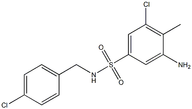 3-amino-5-chloro-N-[(4-chlorophenyl)methyl]-4-methylbenzene-1-sulfonamide,,结构式