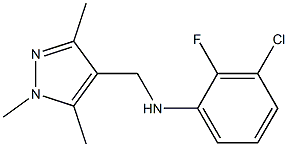 3-chloro-2-fluoro-N-[(1,3,5-trimethyl-1H-pyrazol-4-yl)methyl]aniline,,结构式