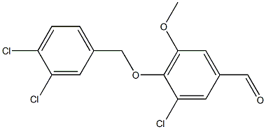 3-chloro-4-[(3,4-dichlorophenyl)methoxy]-5-methoxybenzaldehyde,,结构式
