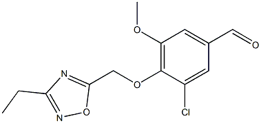 3-chloro-4-[(3-ethyl-1,2,4-oxadiazol-5-yl)methoxy]-5-methoxybenzaldehyde,,结构式