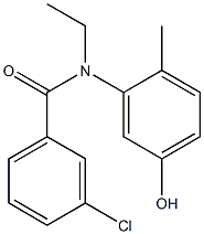 3-chloro-N-ethyl-N-(5-hydroxy-2-methylphenyl)benzamide,,结构式