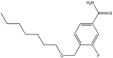 3-fluoro-4-[(heptyloxy)methyl]benzene-1-carbothioamide 化学構造式