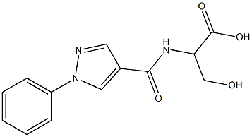 3-hydroxy-2-[(1-phenyl-1H-pyrazol-4-yl)formamido]propanoic acid,,结构式