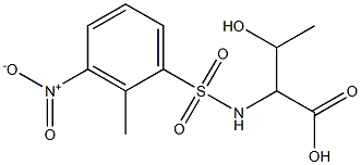 3-hydroxy-2-[(2-methyl-3-nitrobenzene)sulfonamido]butanoic acid 化学構造式