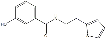 3-hydroxy-N-[2-(thiophen-2-yl)ethyl]benzamide 化学構造式
