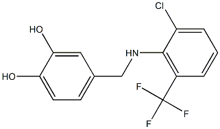 4-({[2-chloro-6-(trifluoromethyl)phenyl]amino}methyl)benzene-1,2-diol,,结构式