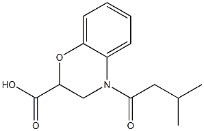4-(3-methylbutanoyl)-3,4-dihydro-2H-1,4-benzoxazine-2-carboxylic acid,,结构式