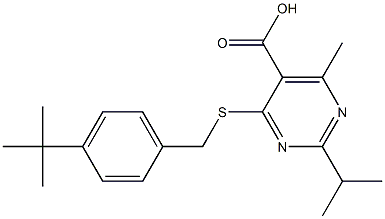 4-(4-tert-Butyl-benzylsulfanyl)-2-isopropyl-6-methyl-pyrimidine-5-carboxylic acid Structure