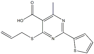 4-(allylthio)-6-methyl-2-thien-2-ylpyrimidine-5-carboxylic acid 化学構造式