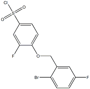 4-[(2-bromo-5-fluorophenyl)methoxy]-3-fluorobenzene-1-sulfonyl chloride Struktur