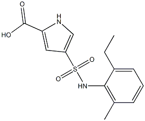 4-[(2-ethyl-6-methylphenyl)sulfamoyl]-1H-pyrrole-2-carboxylic acid 化学構造式