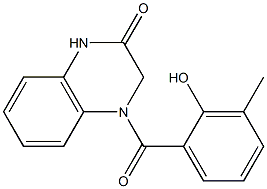 4-[(2-hydroxy-3-methylphenyl)carbonyl]-1,2,3,4-tetrahydroquinoxalin-2-one 化学構造式