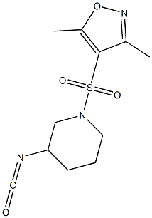 4-[(3-isocyanatopiperidine-1-)sulfonyl]-3,5-dimethyl-1,2-oxazole Struktur