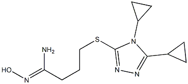 4-[(4,5-dicyclopropyl-4H-1,2,4-triazol-3-yl)sulfanyl]-N'-hydroxybutanimidamide Struktur