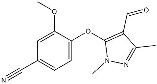 4-[(4-formyl-1,3-dimethyl-1H-pyrazol-5-yl)oxy]-3-methoxybenzonitrile 结构式