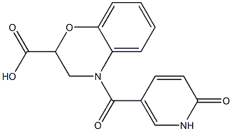 4-[(6-oxo-1,6-dihydropyridin-3-yl)carbonyl]-3,4-dihydro-2H-1,4-benzoxazine-2-carboxylic acid Struktur