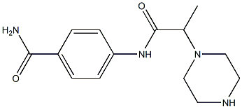 4-[2-(piperazin-1-yl)propanamido]benzamide Struktur