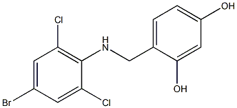4-{[(4-bromo-2,6-dichlorophenyl)amino]methyl}benzene-1,3-diol,,结构式