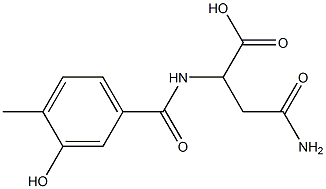 4-amino-2-[(3-hydroxy-4-methylbenzoyl)amino]-4-oxobutanoic acid Struktur