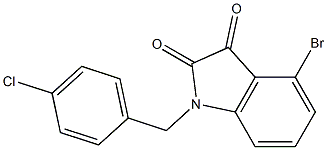 4-bromo-1-[(4-chlorophenyl)methyl]-2,3-dihydro-1H-indole-2,3-dione Struktur