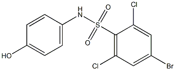 4-bromo-2,6-dichloro-N-(4-hydroxyphenyl)benzene-1-sulfonamide Struktur