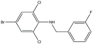 4-bromo-2,6-dichloro-N-[(3-fluorophenyl)methyl]aniline 化学構造式