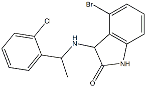 4-bromo-3-{[1-(2-chlorophenyl)ethyl]amino}-2,3-dihydro-1H-indol-2-one,,结构式