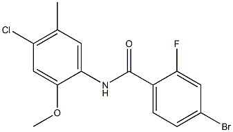 4-bromo-N-(4-chloro-2-methoxy-5-methylphenyl)-2-fluorobenzamide,,结构式
