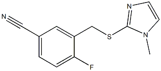 4-fluoro-3-{[(1-methyl-1H-imidazol-2-yl)sulfanyl]methyl}benzonitrile,,结构式