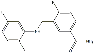 4-fluoro-3-{[(5-fluoro-2-methylphenyl)amino]methyl}benzamide,,结构式