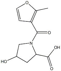 4-hydroxy-1-(2-methyl-3-furoyl)pyrrolidine-2-carboxylic acid Structure