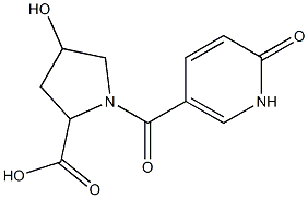 4-hydroxy-1-[(6-oxo-1,6-dihydropyridin-3-yl)carbonyl]pyrrolidine-2-carboxylic acid,,结构式