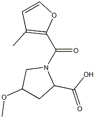 4-methoxy-1-(3-methyl-2-furoyl)pyrrolidine-2-carboxylic acid Struktur