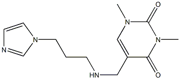 5-({[3-(1H-imidazol-1-yl)propyl]amino}methyl)-1,3-dimethyl-1,2,3,4-tetrahydropyrimidine-2,4-dione Struktur