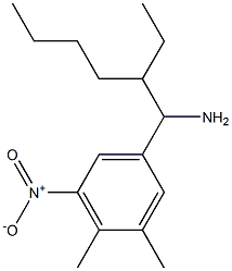 5-(1-amino-2-ethylhexyl)-1,2-dimethyl-3-nitrobenzene Struktur