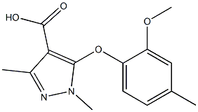 5-(2-methoxy-4-methylphenoxy)-1,3-dimethyl-1H-pyrazole-4-carboxylic acid,,结构式