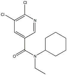 5,6-dichloro-N-cyclohexyl-N-ethylpyridine-3-carboxamide,,结构式