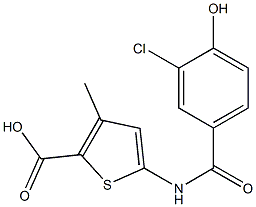 5-[(3-chloro-4-hydroxybenzene)amido]-3-methylthiophene-2-carboxylic acid 化学構造式