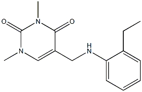 5-{[(2-ethylphenyl)amino]methyl}-1,3-dimethyl-1,2,3,4-tetrahydropyrimidine-2,4-dione Struktur