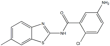 5-amino-2-chloro-N-(6-methyl-1,3-benzothiazol-2-yl)benzamide,,结构式