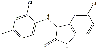 5-chloro-3-[(2-chloro-4-methylphenyl)amino]-2,3-dihydro-1H-indol-2-one,,结构式