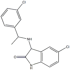 5-chloro-3-{[1-(3-chlorophenyl)ethyl]amino}-2,3-dihydro-1H-indol-2-one 化学構造式