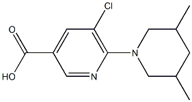 5-chloro-6-(3,5-dimethylpiperidin-1-yl)pyridine-3-carboxylic acid Struktur