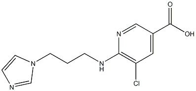 5-chloro-6-{[3-(1H-imidazol-1-yl)propyl]amino}pyridine-3-carboxylic acid 化学構造式