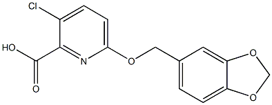 6-(2H-1,3-benzodioxol-5-ylmethoxy)-3-chloropyridine-2-carboxylic acid Structure