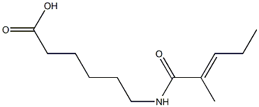 6-{[(2E)-2-methylpent-2-enoyl]amino}hexanoic acid 化学構造式