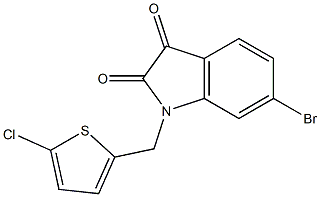 6-bromo-1-[(5-chlorothiophen-2-yl)methyl]-2,3-dihydro-1H-indole-2,3-dione,,结构式