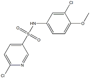 6-chloro-N-(3-chloro-4-methoxyphenyl)pyridine-3-sulfonamide 化学構造式