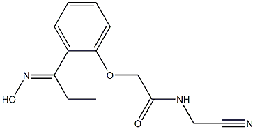 N-(cyanomethyl)-2-{2-[(1E)-N-hydroxypropanimidoyl]phenoxy}acetamide Struktur